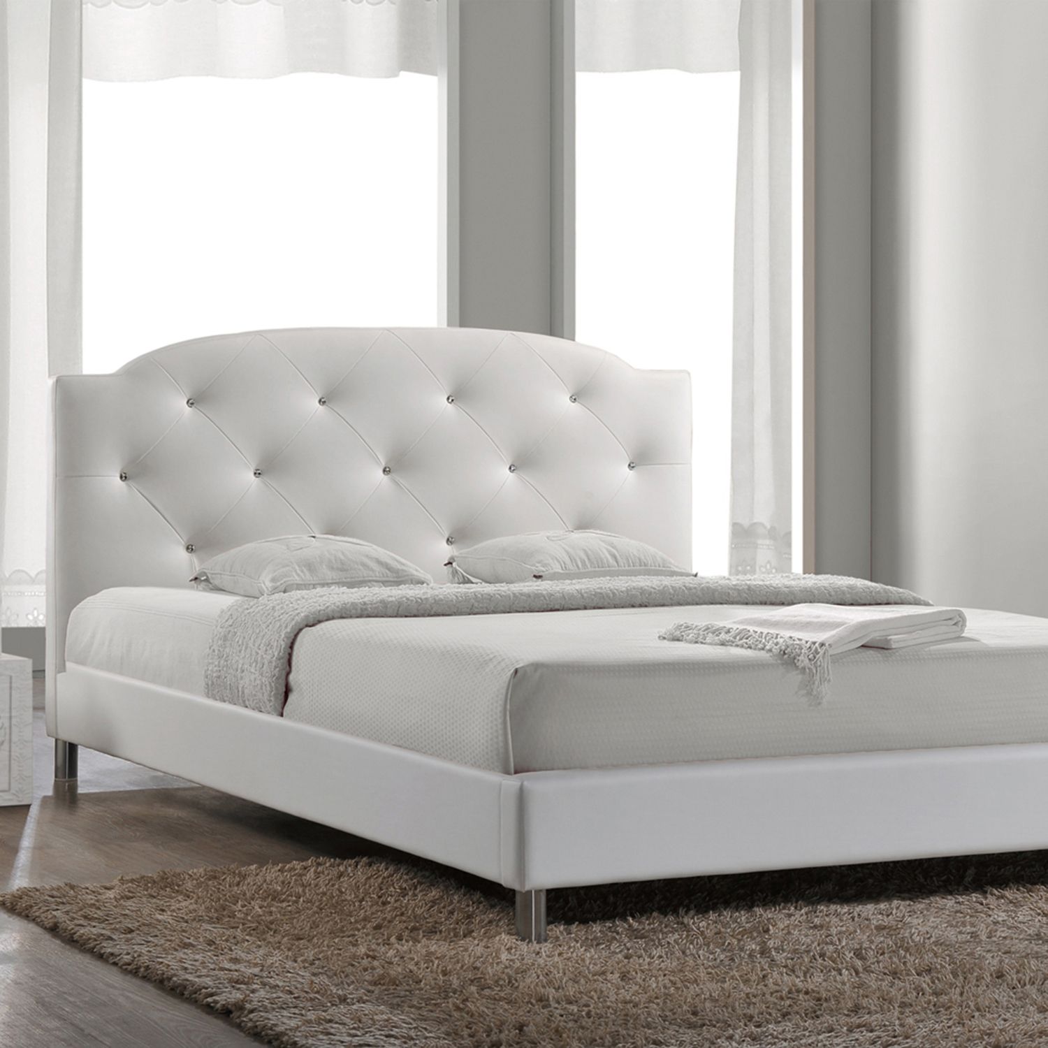 Baxton Studio Canterbury Wood Contemporary Bed   2261518 White