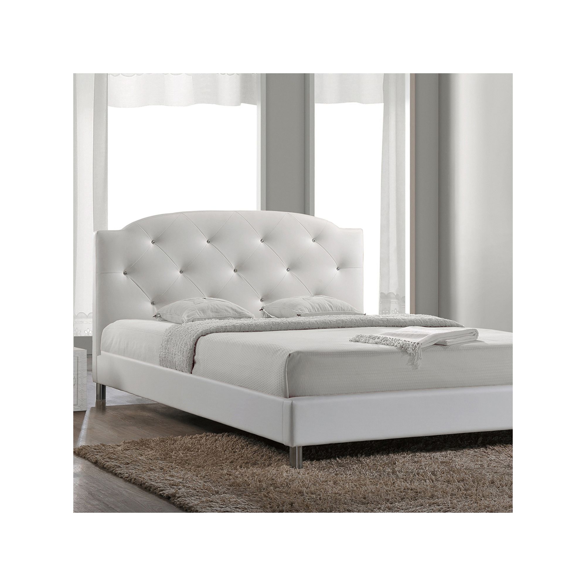 Baxton Studio Canterbury Wood Contemporary Bed, White