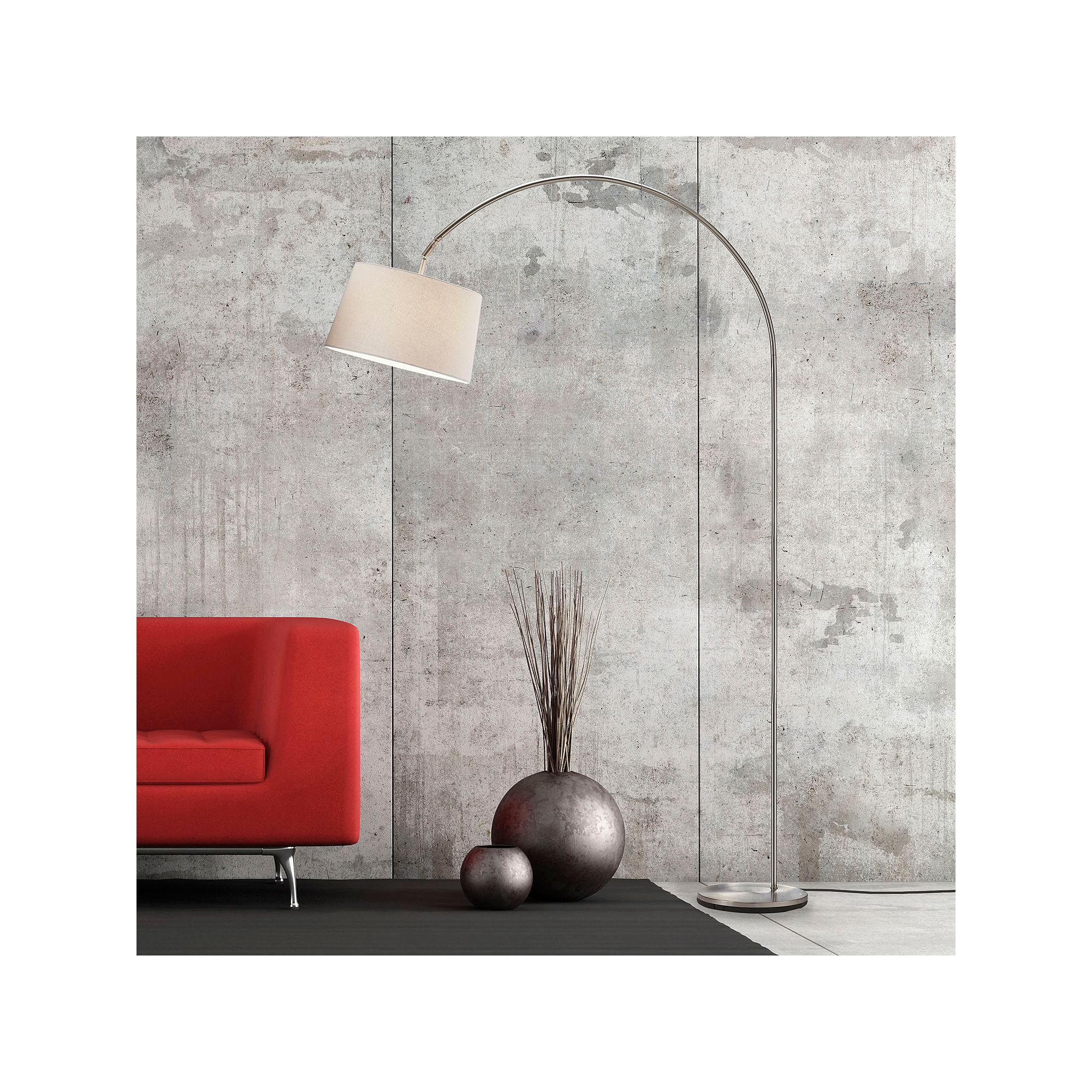 Adesso Goliath Arc Floor Lamp, Brushed Silver