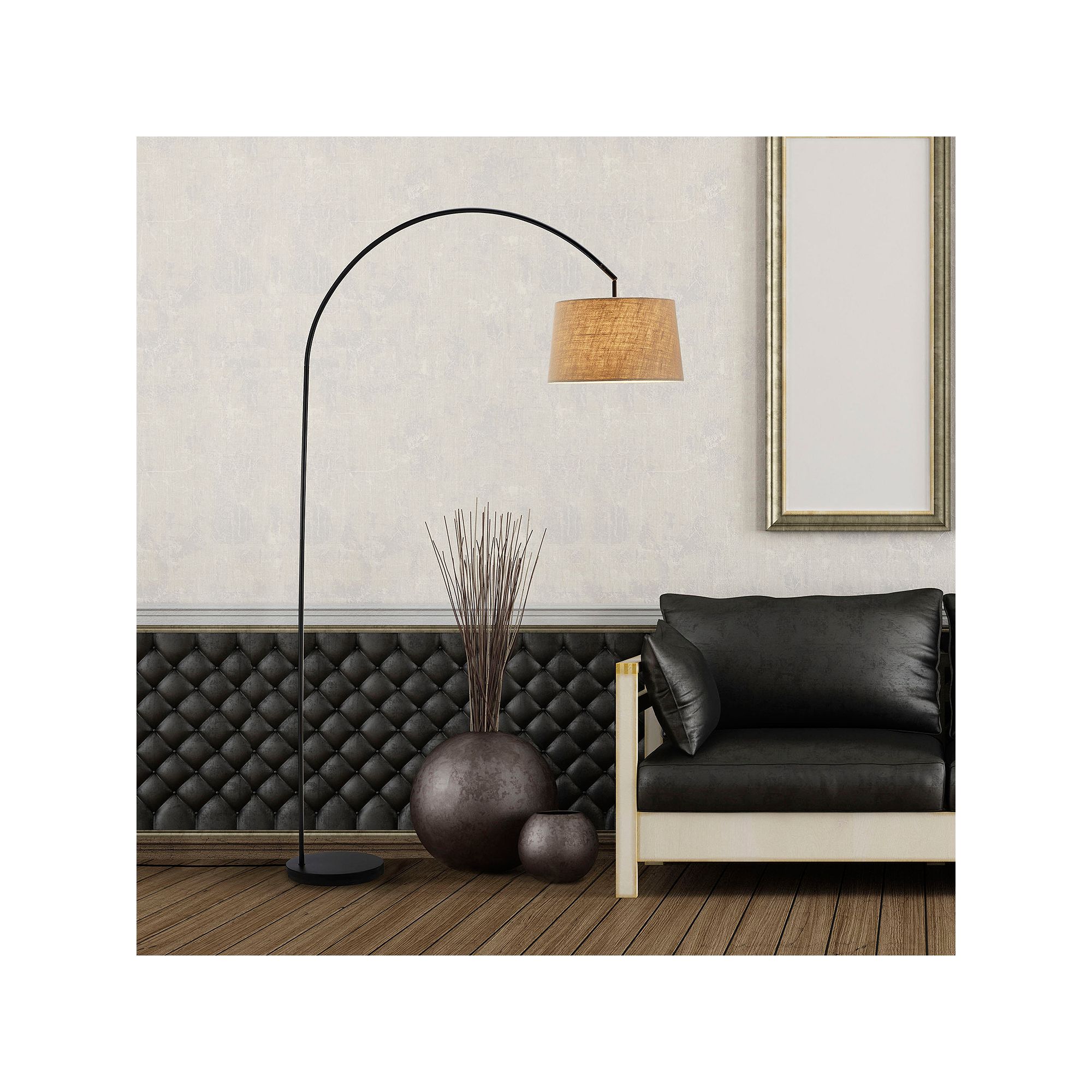 Adesso Goliath Arc Floor Lamp, Matte Black