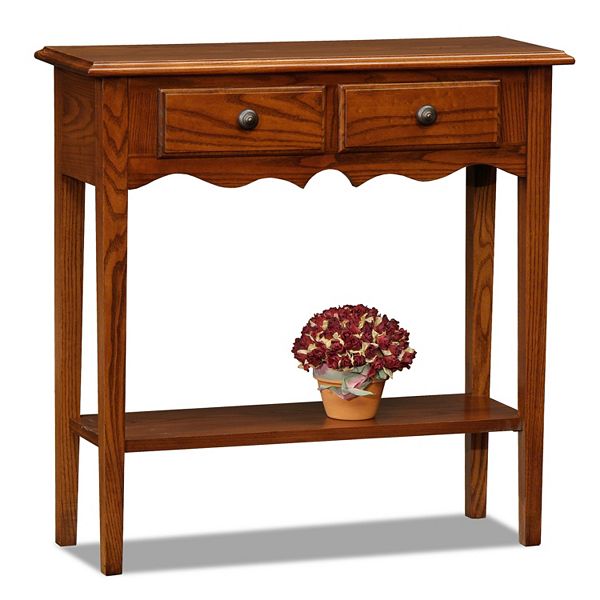 Leick Furniture Medium Oak Finish Small Console Table