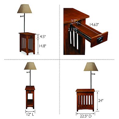 Leick Furniture Mission Oak Finish Lamp & End Table