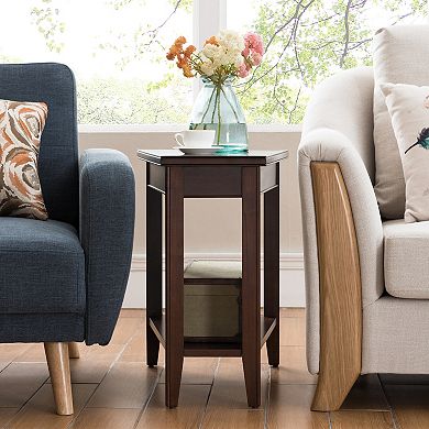 Leick Furniture Chocolate Cherry Finish Wedge End Table