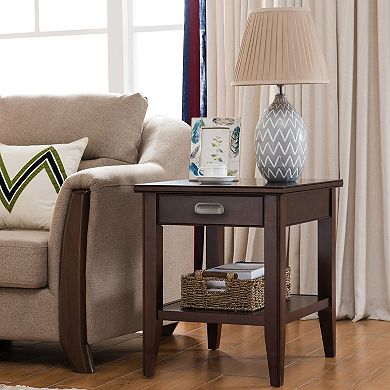 Leick Furniture Chocolate Cherry Finish 1-Drawer End Table
