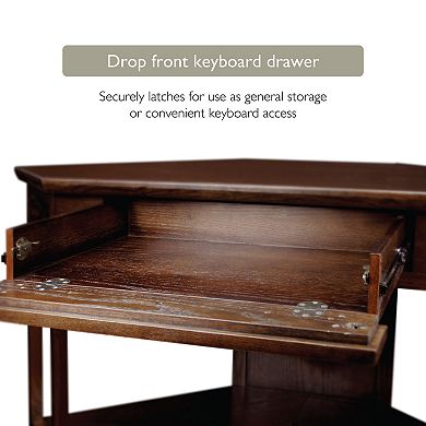 Leick Furniture Chocolate Oak Finish Corner Computer Desk