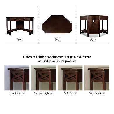 Leick Furniture Chocolate Oak Finish Corner Computer Desk