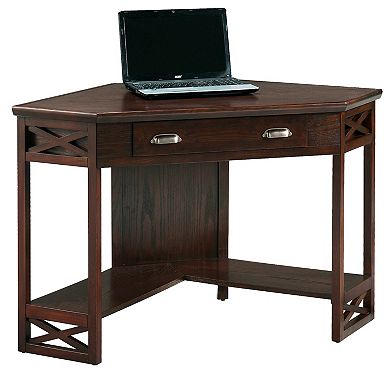 Leick Furniture Chocolate Oak Finish Corner Computer Desk