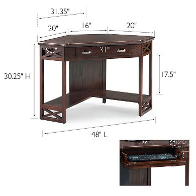Leick Furniture Chocolate Oak Finish Corner Computer Desk