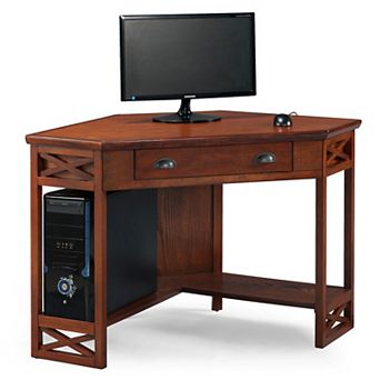Leick Furniture Oak Finish Corner Computer Desk
