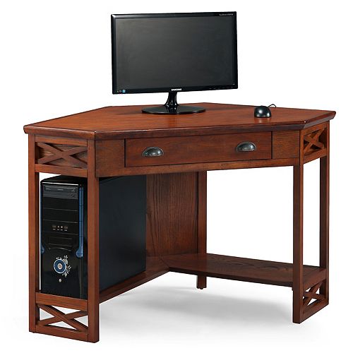 Leick Furniture Oak Finish Corner Computer Desk
