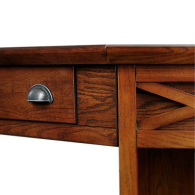 Leick Furniture Oak Finish Corner Computer Desk