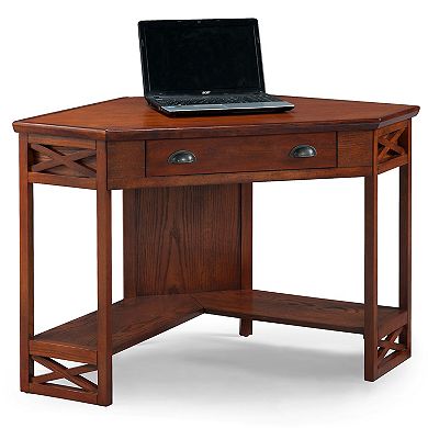 Leick Furniture Oak Finish Corner Computer Desk