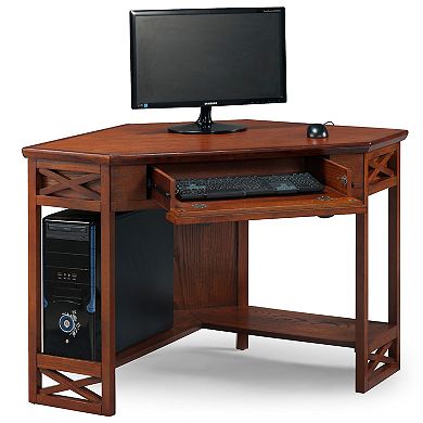 Leick Furniture Oak Finish Corner Computer Desk