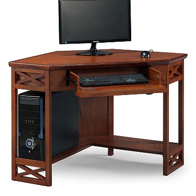 Leick Furniture Oak Finish Corner Computer Desk