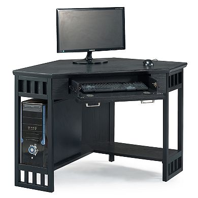 Leick Furniture Black Finish Corner Computer Desk