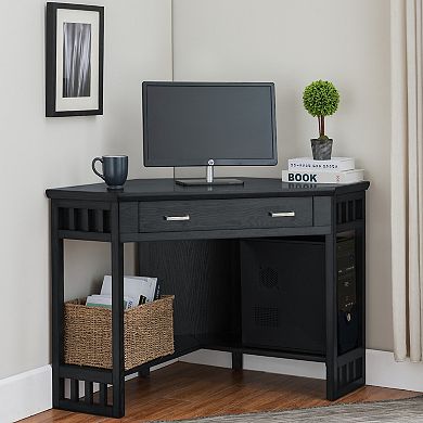 Leick Furniture Black Finish Corner Computer Desk