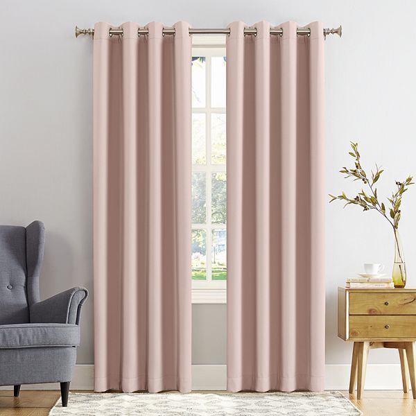 Sun Zero 1-Panel Ludlow Blackout Grommet Window Curtain - Blush (54X95)