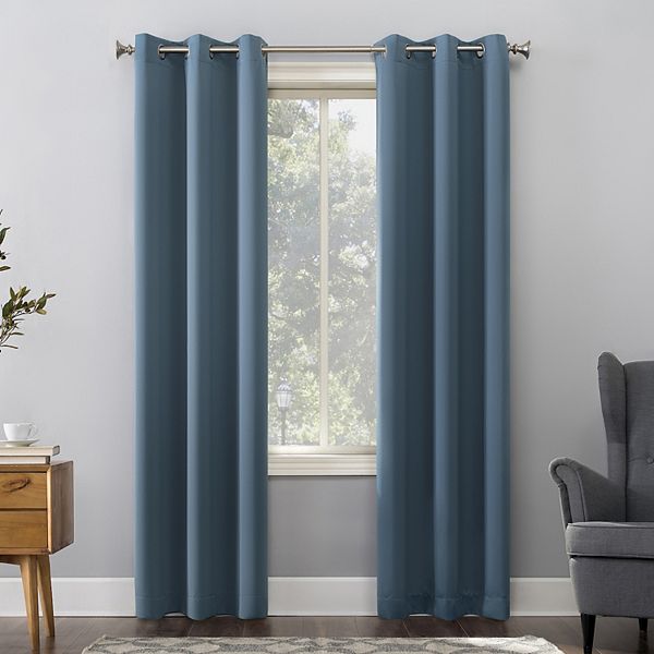 Sun Zero 1-Panel Ludlow Blackout Grommet Window Curtain - Denim (54X63)