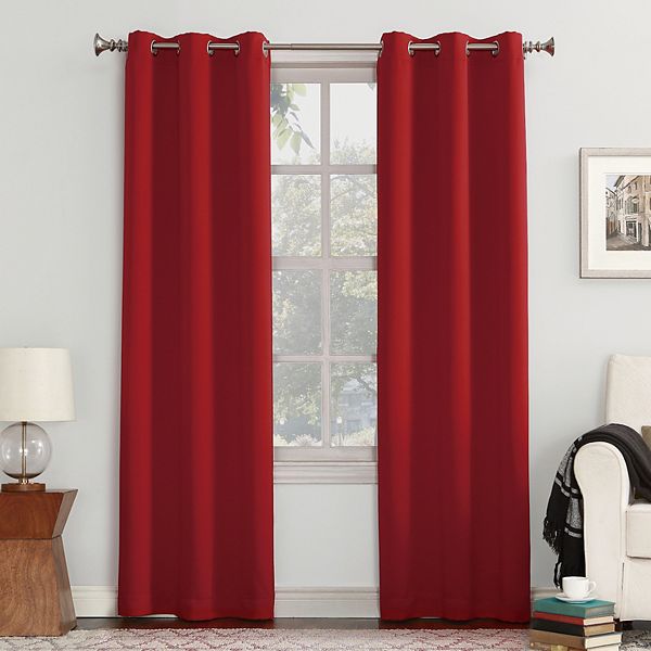 Sun Zero 1-Panel Ludlow Blackout Grommet Window Curtain - Red (54X63)