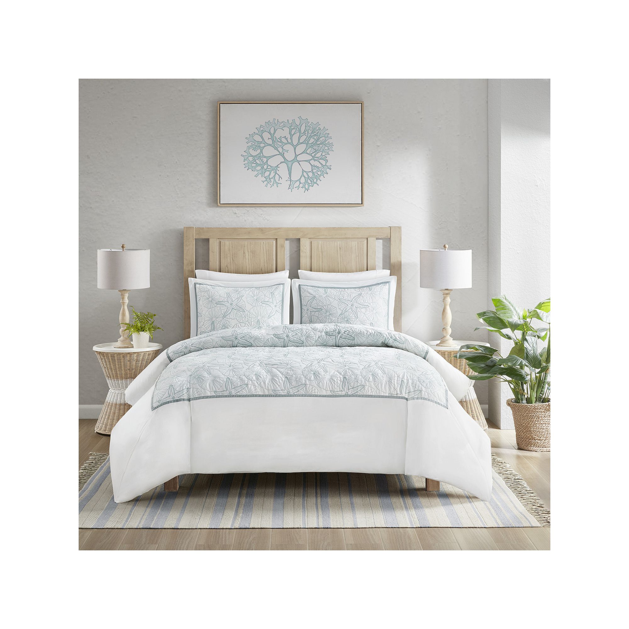 Harbor House Maya Bay 3-Piece Embroidered Coastal Duvet Cover Set with Sham