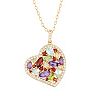 Gemstone 18k Gold Over Bronze Heart Pendant Necklace & Bracelet Set