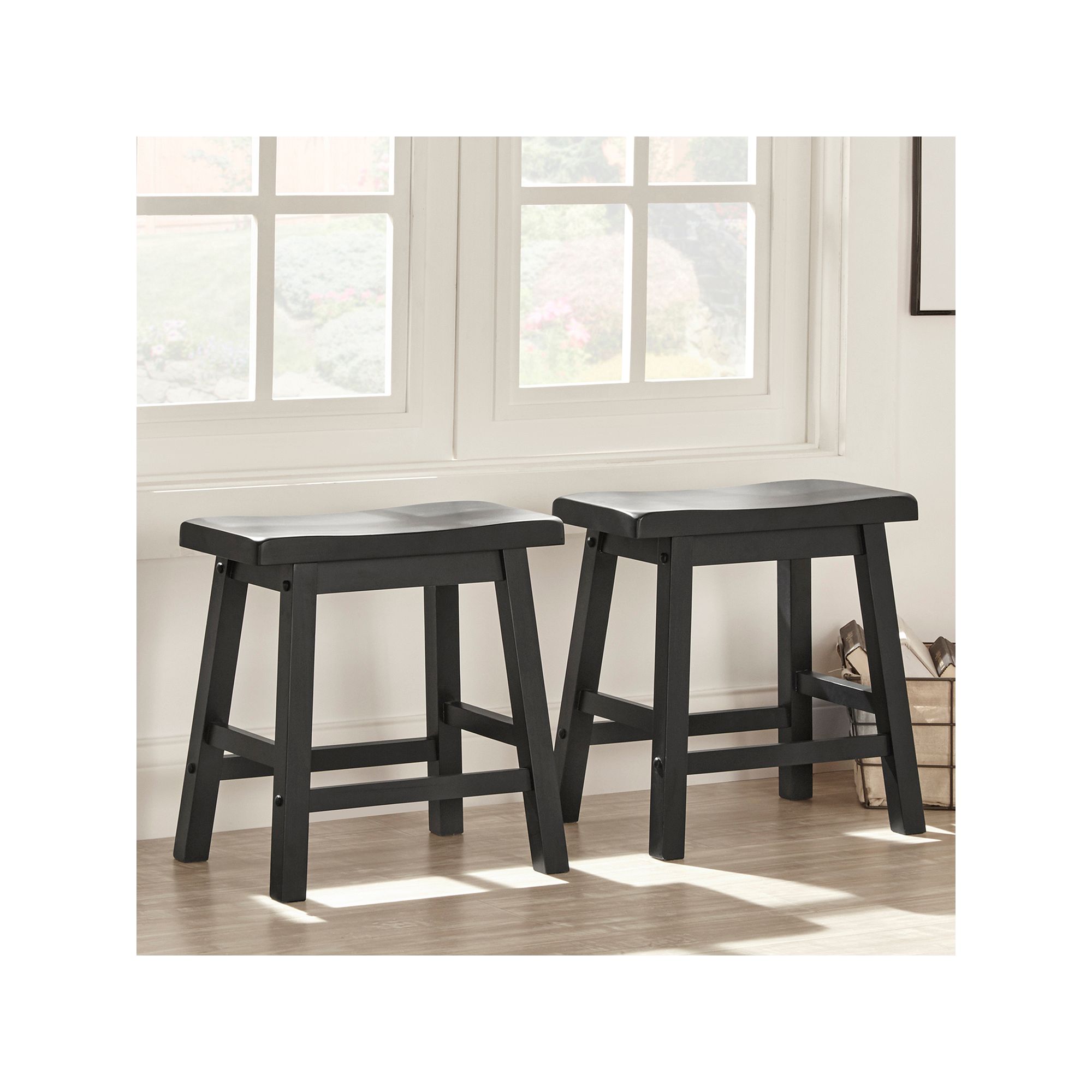 HomeVance Reagan 2-piece Saddle Stool Set, Black