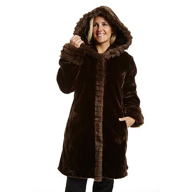 Plus Size Excelled Hooded Faux-Fur Jacket