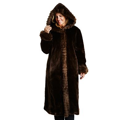 Plus Size Excelled Hooded Faux-Fur Walker Jacket