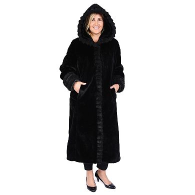 Plus Size Excelled Hooded Faux-Fur Walker Jacket