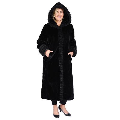 Plus Size Excelled Hooded Faux-Fur Walker Jacket