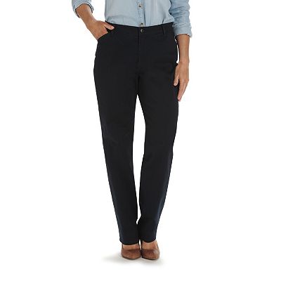 Lee Women's Relaxed Straight Leg Pants, Black, 10 Long