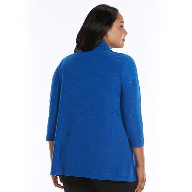 Plus Size Croft & Barrow® Wavy Jacquard Open-Front Cardigan