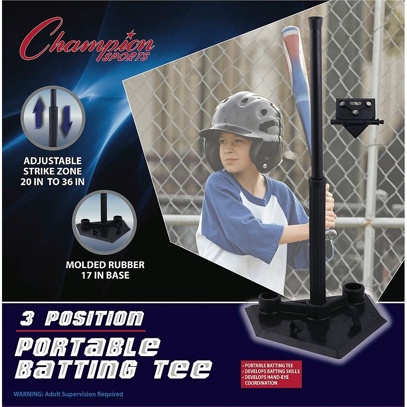 Champion Sports T-Ball 3-Position Portable Batting Tee, Multicolor