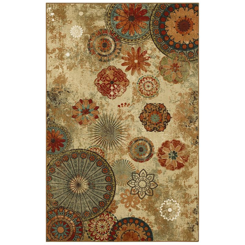 Mohawk Home Alexa Medallion Indoor Outdoor Accent Area Rug, Beig/Green, 7.5X10 Ft