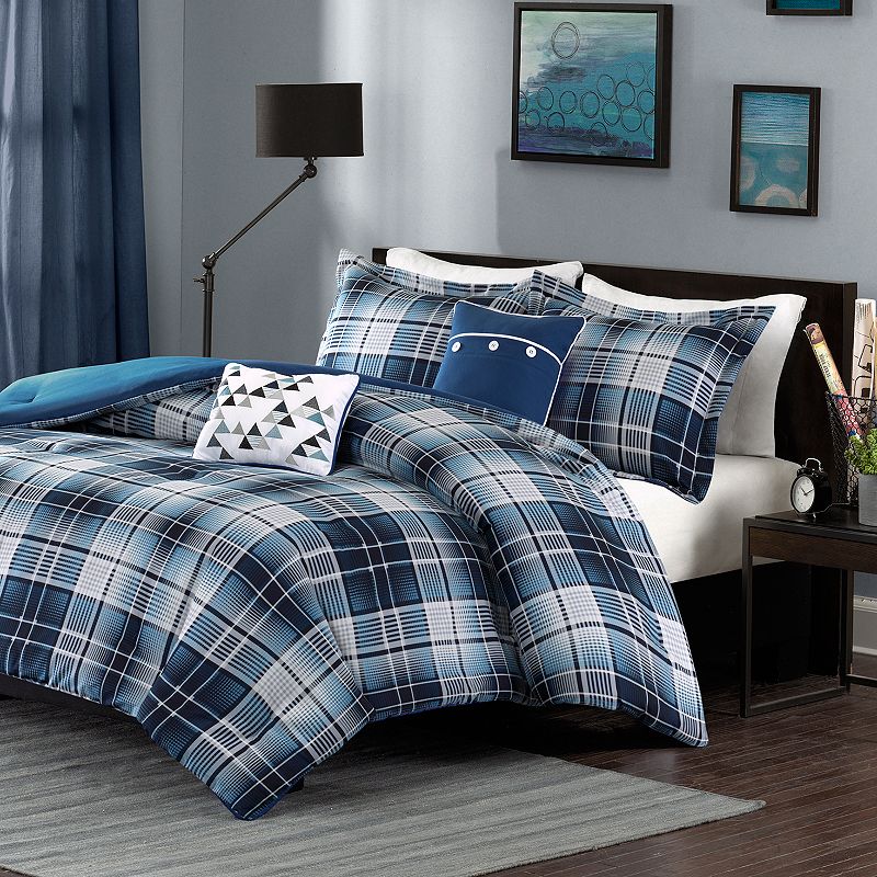 Intelligent Design Dexter Comforter Set with Throw Pillows, Blue, Twin