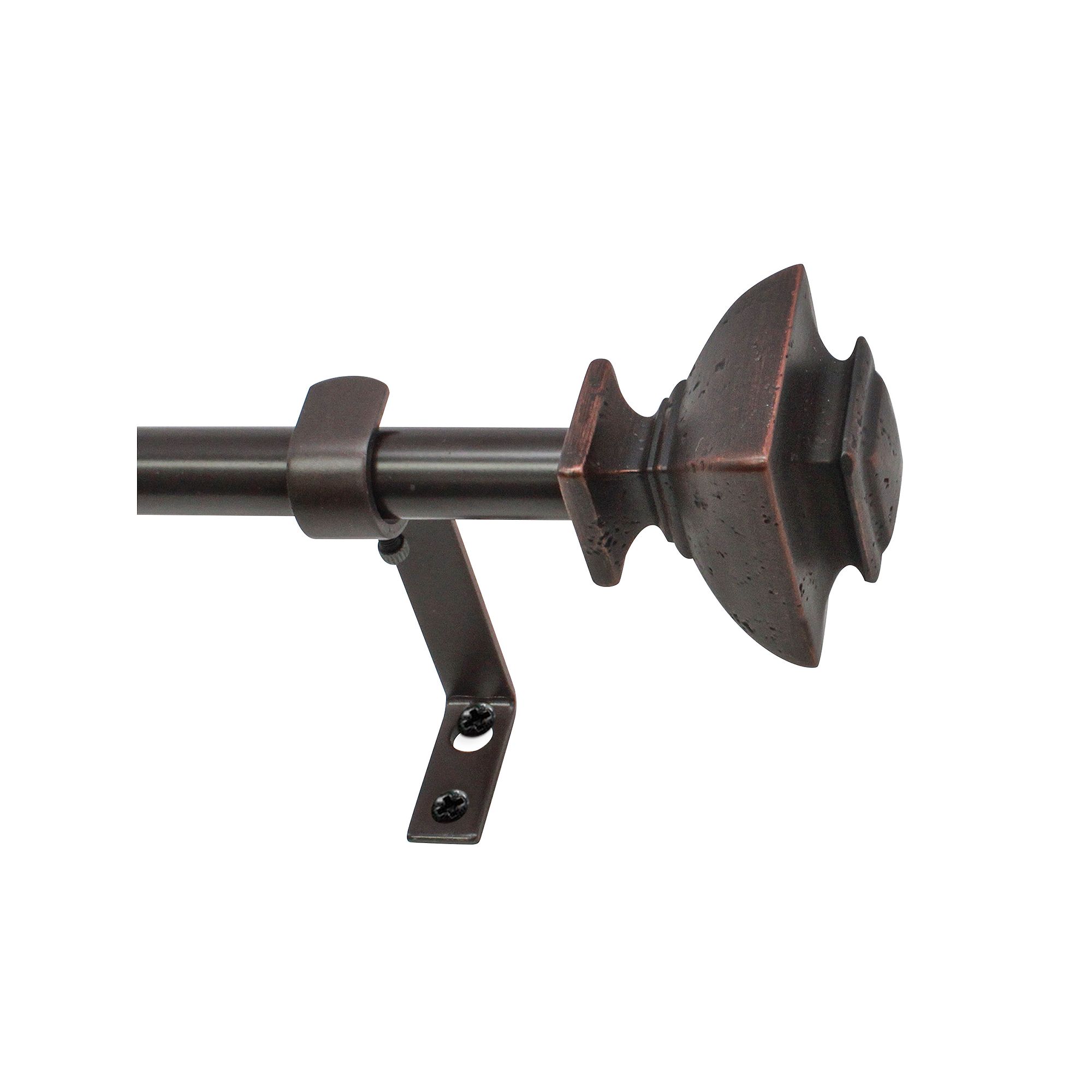 Decopolitan Distressed Square Adjustable Curtain Rod, Oiled Bronze