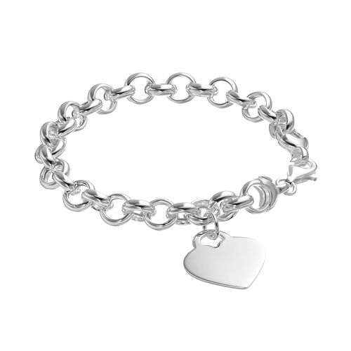 Sterling Silver Heart Charm Bracelet