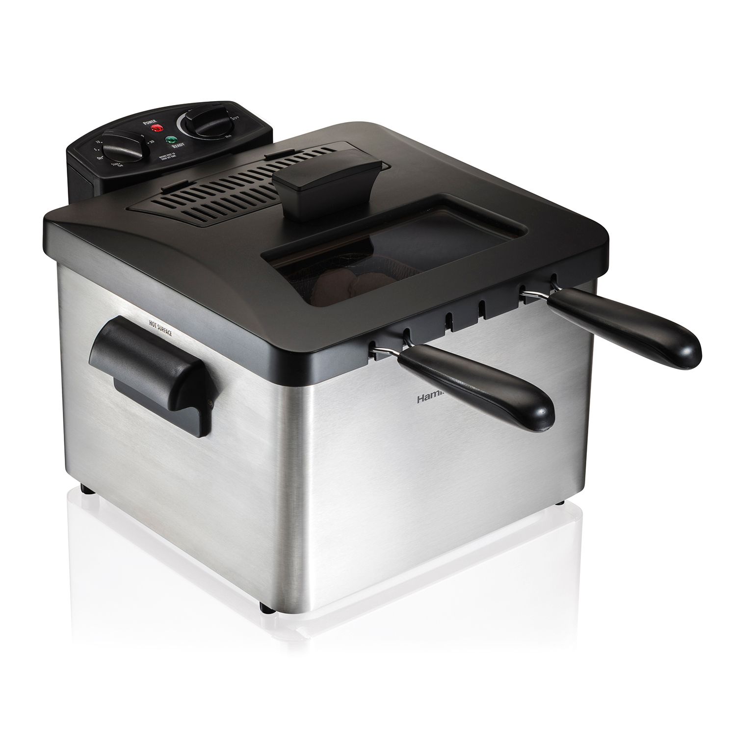 Lexi Home 11 in. Carbon Steel Deep Fryer with Tempered Glass Lid - Lexi Home