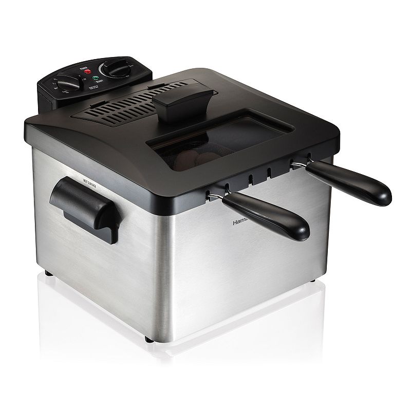 Hamilton Beach - 12 Cup Professional-Style Deep Fryer with 2 Baskets - Silver/Black