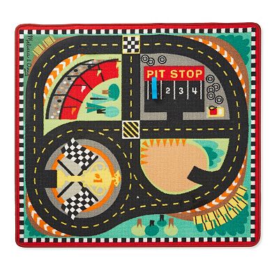 Melissa & Doug Round the Speedway Race Track Rug & Car Set