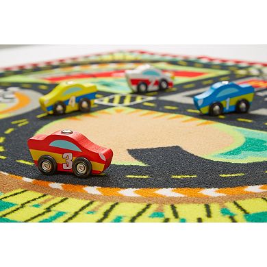 Melissa & Doug Round the Speedway Race Track Rug & Car Set