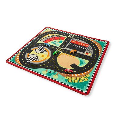 Melissa & Doug Round the Speedway Race Track Rug & Car Set