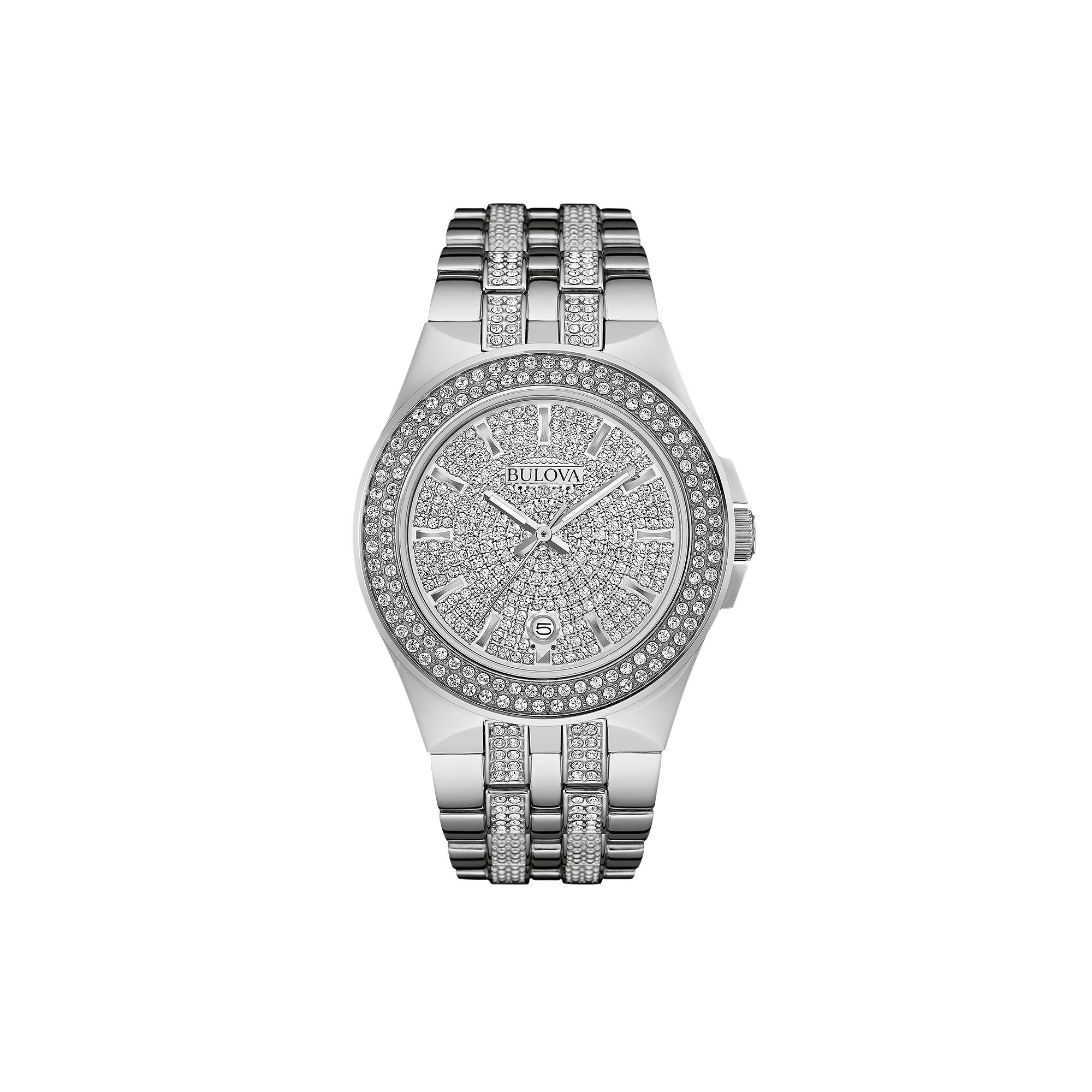 Bulova Mens Crystal Stainless Steel Watch - 96B235, Two Tone