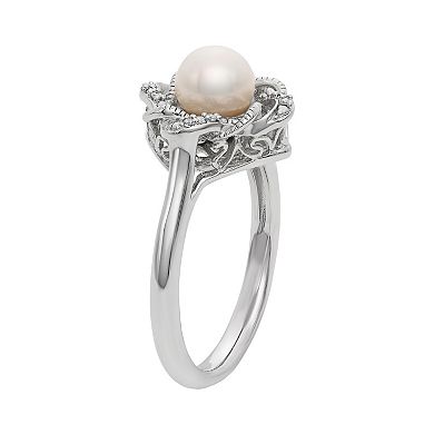 Simply Vera Vera Wang Freshwater Cultured Pearl & Diamond Accent Sterling Silver Twist Ring
