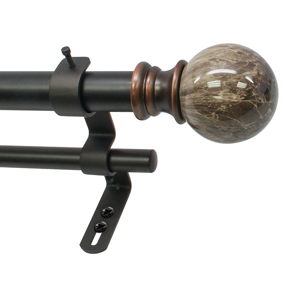 Decopolitan Marble Ball Adjustable Double Curtain Rod