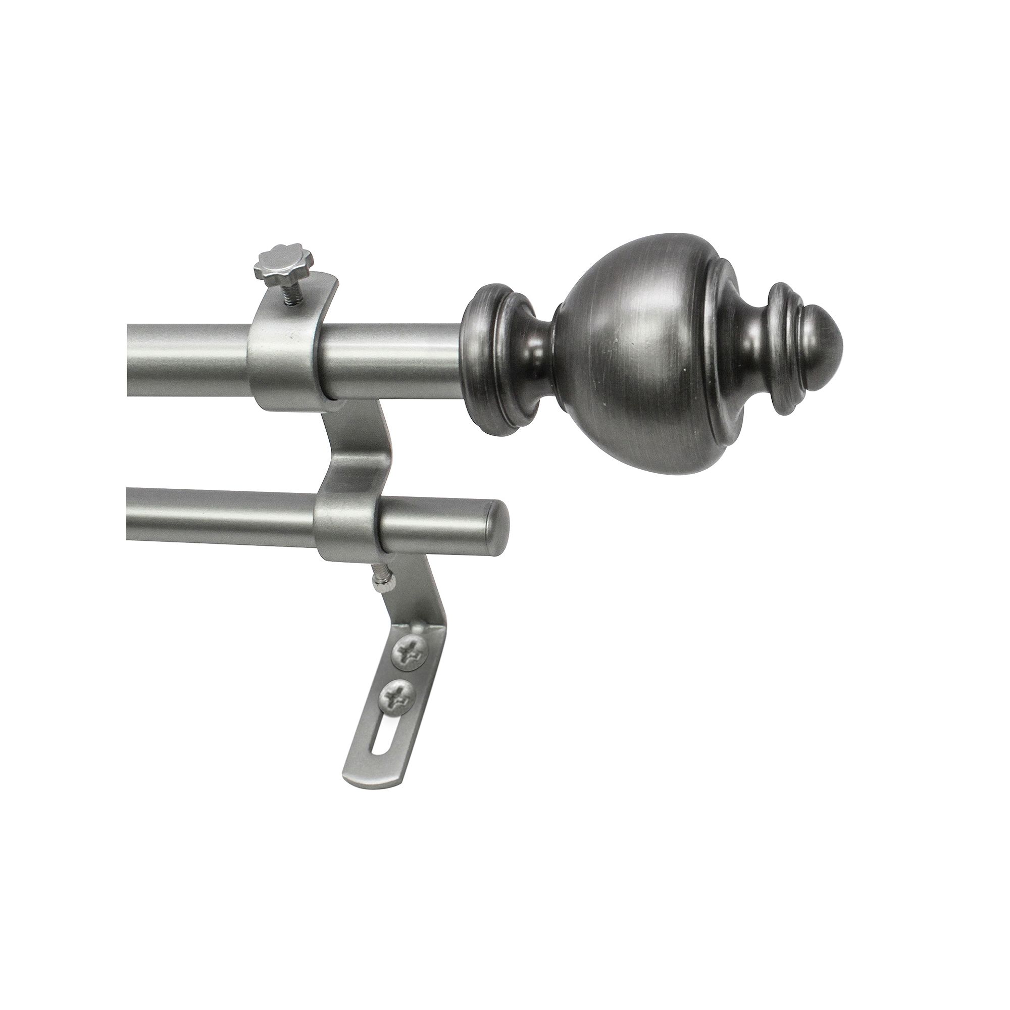 Decopolitan Urn Adjustable Double Curtain Rod, Dark Nickel