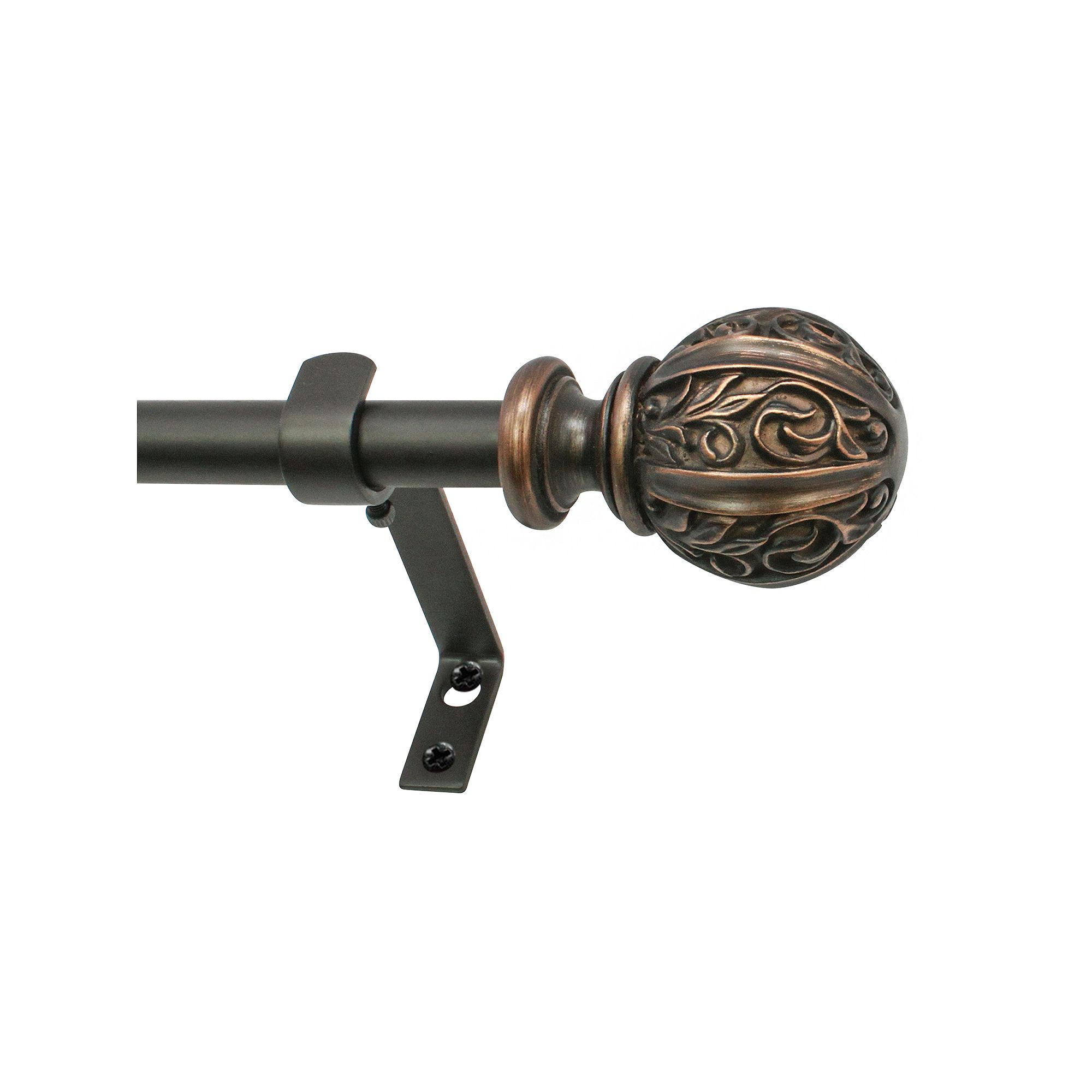 Decopolitan Leaf Ball Adjustable Curtain Rod, Vintage Bronze