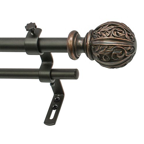 Decopolitan Leaf Ball Adjustable Double Curtain Rod