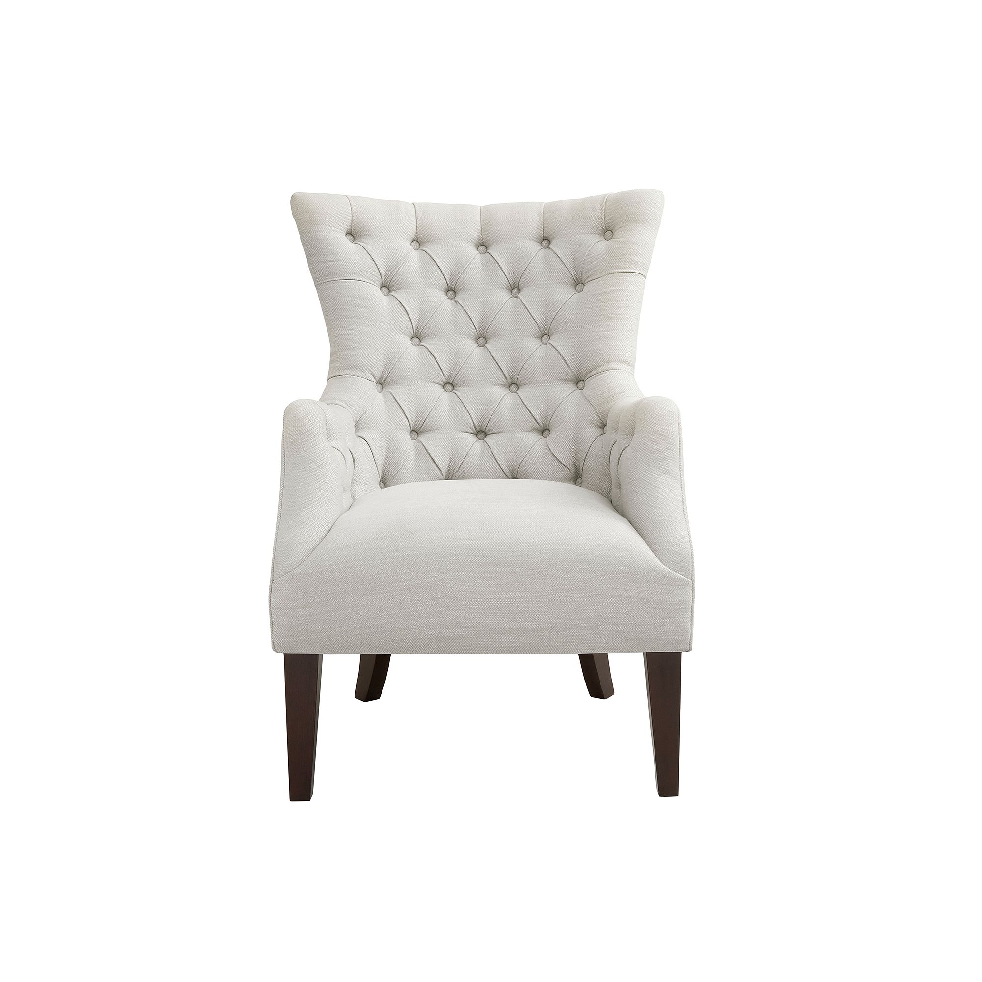 Madison Park Isa Button Tufted Wing Back Accent Chair, Ivory