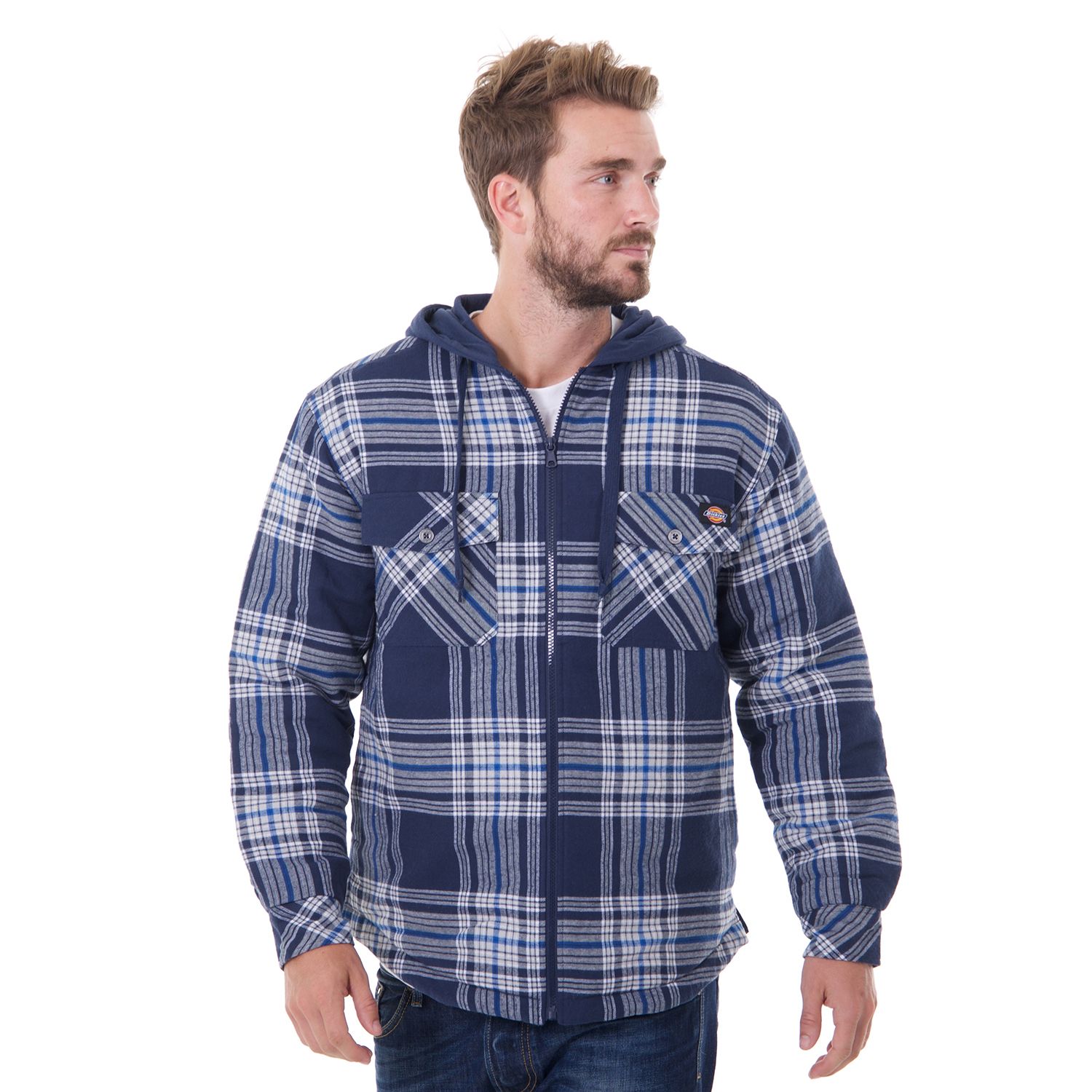 mens flannel zip hoodie